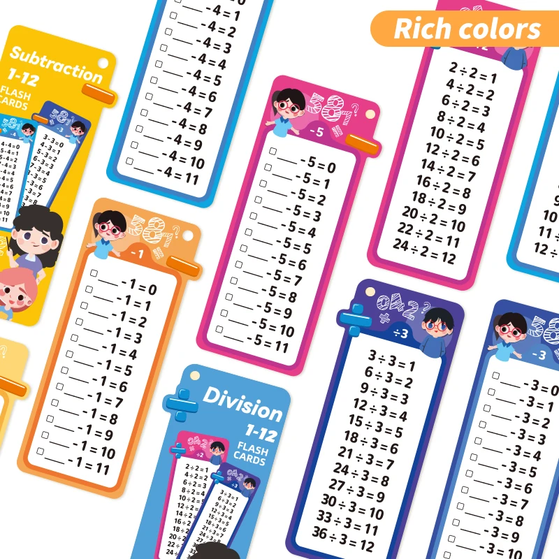1-12 Maths Table Cards Self Check Math Learning Tool Montessori Mathematical Teaching Aids Add&Subtract or Multiply&Divide Set