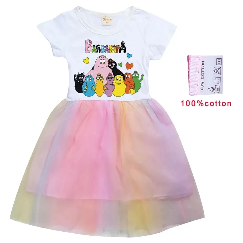 

New Halloween Cosplay Costume Anime summer T shirt Barbapapa Tutu Dress Princess Kids Girls Bi 2026★