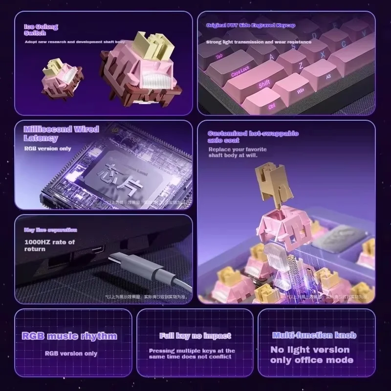 LEOBOG HI75 Mechanical Keyboard Aluminum Alloy Hot Swap Wired RGB Gamer Gasket Gaming Keyboard With Knob Customized Accessories