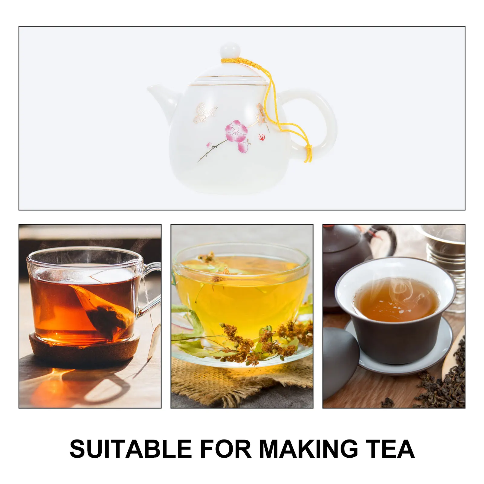 

Elegant White Ceramic Teapot Chinese Style Tea Pot Excellent Texture Heat Resistance Tasteful Ceramic Teapot Tearoom Tea Ware