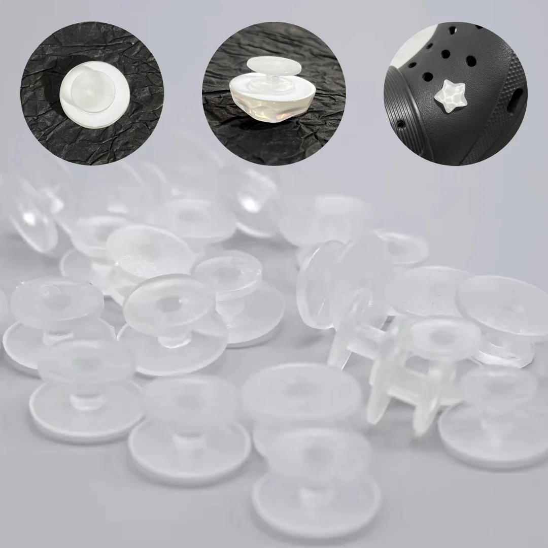 30Pcs Transparent & Black Buttons Accessories For DIY Sandal Shoe Charms Jewelry Decor