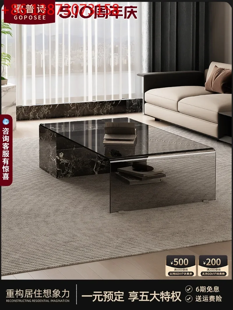 

Italian minimalist living room 2026 new light luxury high-end retractable TV cabinet