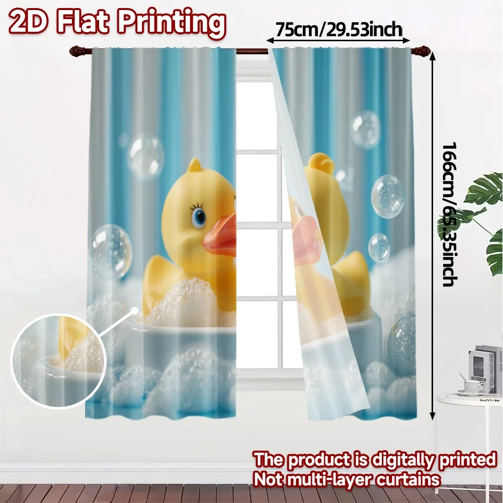 2pcs, 2D FLAT PRINTING Curtains (Without Rod) BubbleDucks Popular Fashionable Curtains Durable Polyester Curtains Holiday