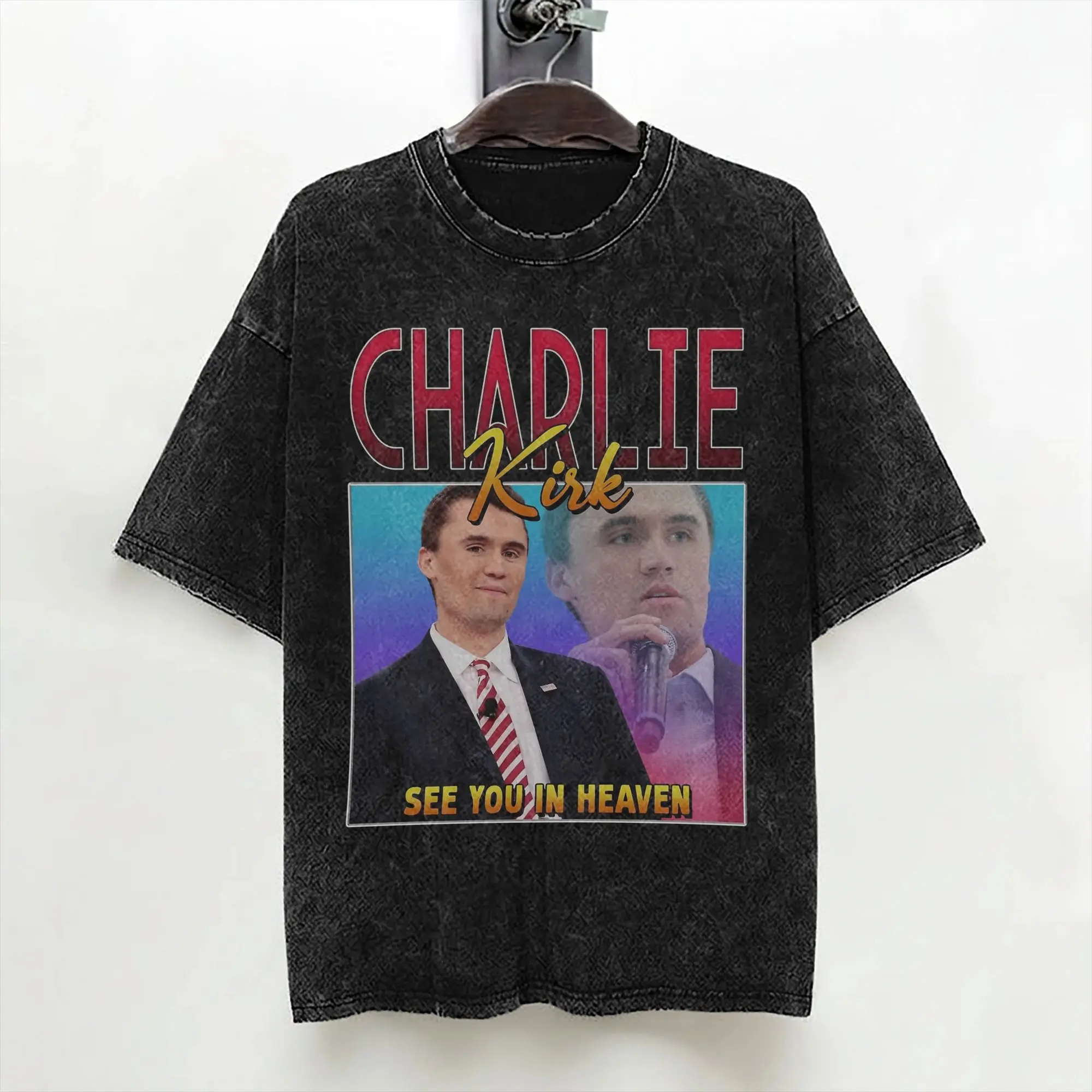 Charlie Kirk Quote T Shirts Washed Cotton High Street T-Shirt  Novelty for Men Women Streetwear Graphic Tops Tees