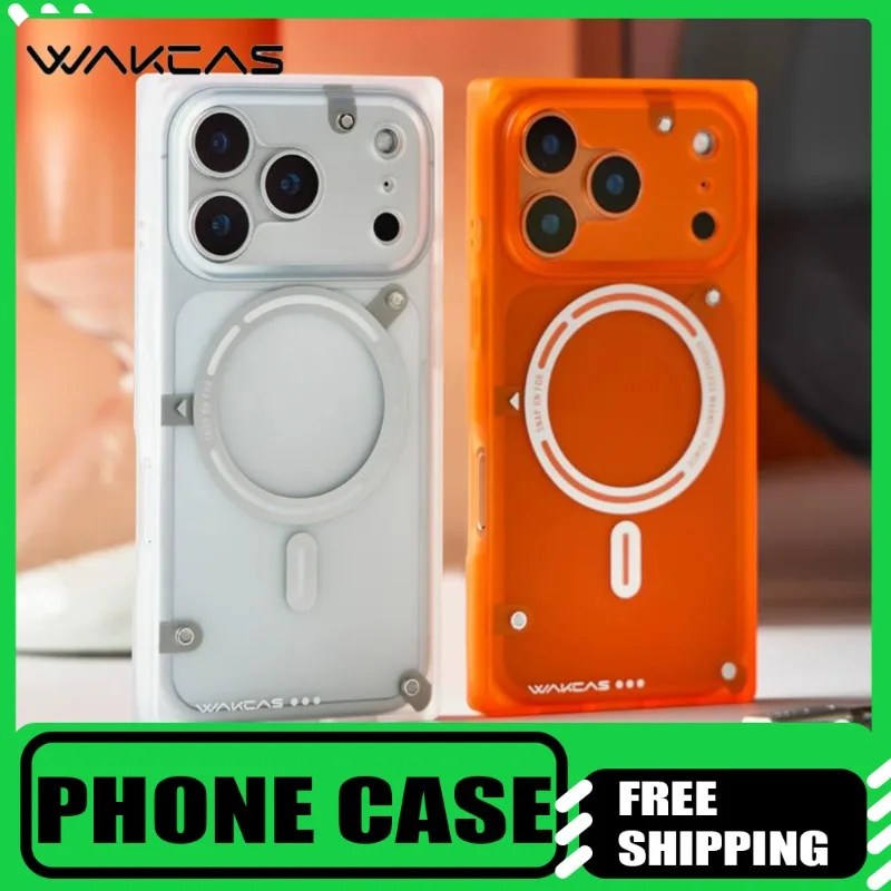 WAKCAS матовый чехол для телефона для iPhone 16/17 серии с магнитной присоской, персонализированный трендовый чехол для телефона, нишевый квадратный защитный чехол