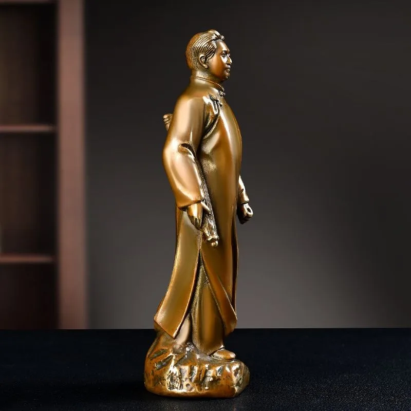 Mao Zedong Anyuan Commemorative Statue Bronze Tone Desk Decor