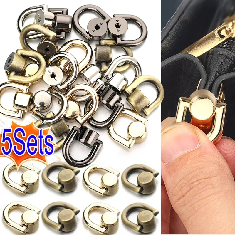 D-shaped Ring Bag Side Clip Buckles Retro Metal Double D Buckle Handbag Chain Handles Connector Bag Strap Hardware Accessories