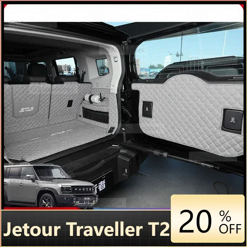 Fit for cherry Jetour Traveller T2    Leather Trunk Mats Fully Surrounded Waterproof Non-Slip Liner Custom Cargo Liner