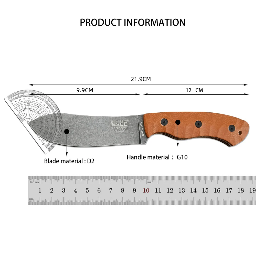 Military ESEE JG5 Camping Lore Bushcraft Fixed Jackknife High Carbon D2 Steel Blade G10 Handle Portable Tactical EDC Multitool