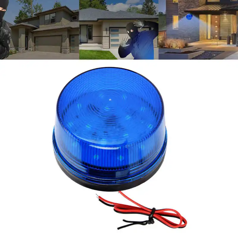 12V Blue LED Strobe Beacon Emergency Alarm Warning Signal Flashing Light without Sound