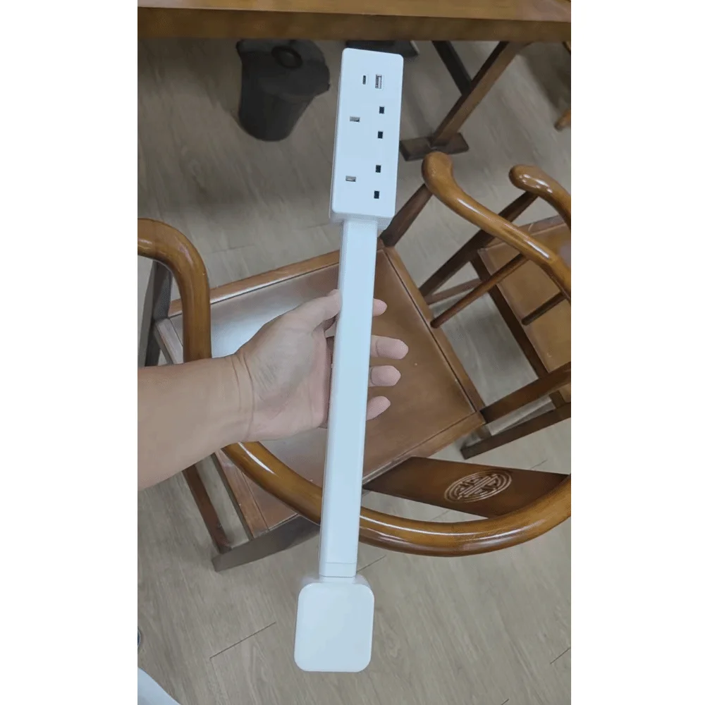 Rotates 180° Electrical Outlet Extender White Adjustable Length Flat Plug Power Strip Punch-free Power Outlets Extender view 2