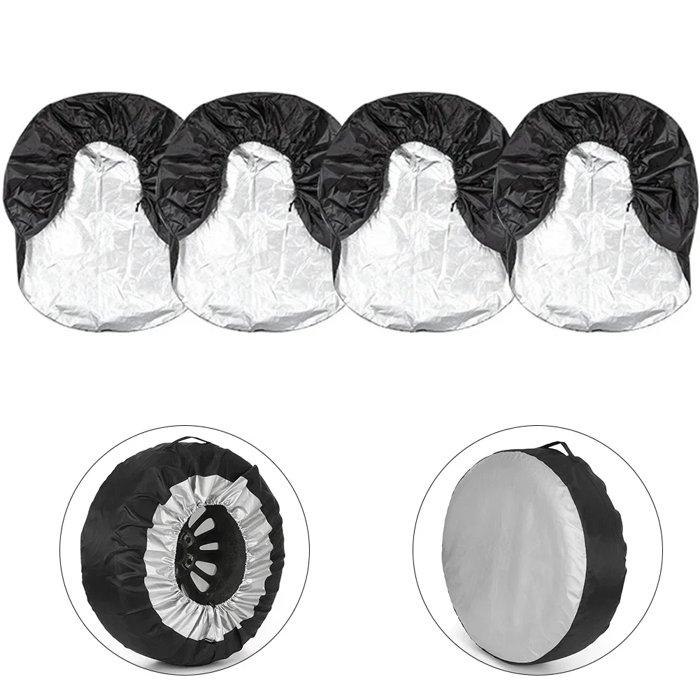 4 Pcs Car Spare Tire Cover Sunscreen Tire Bag Dustproof Protective Film Cloth Waterproof Spare Tire Wheel Bag Tyre Spare Storage