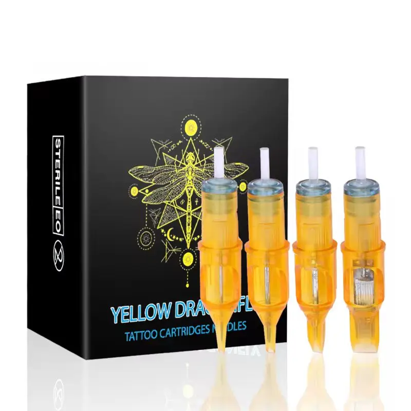 노란색 잠자리 문신 카트리지 바늘, 문신 기계 펜 바늘 액세서리, 1 3 5 7 9 11 13 14 15 RL RM RS M1, 20 개