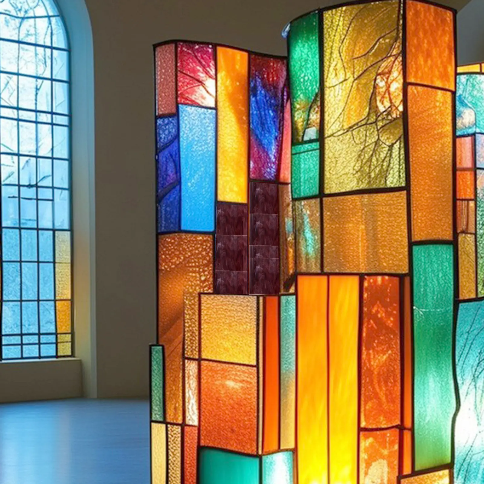 10Pcs Stained Glass Sheets for Church Murals Mosaic DIY Crafts Elegant Light-Transmitting Glass Tiles Beginner Friendly Art