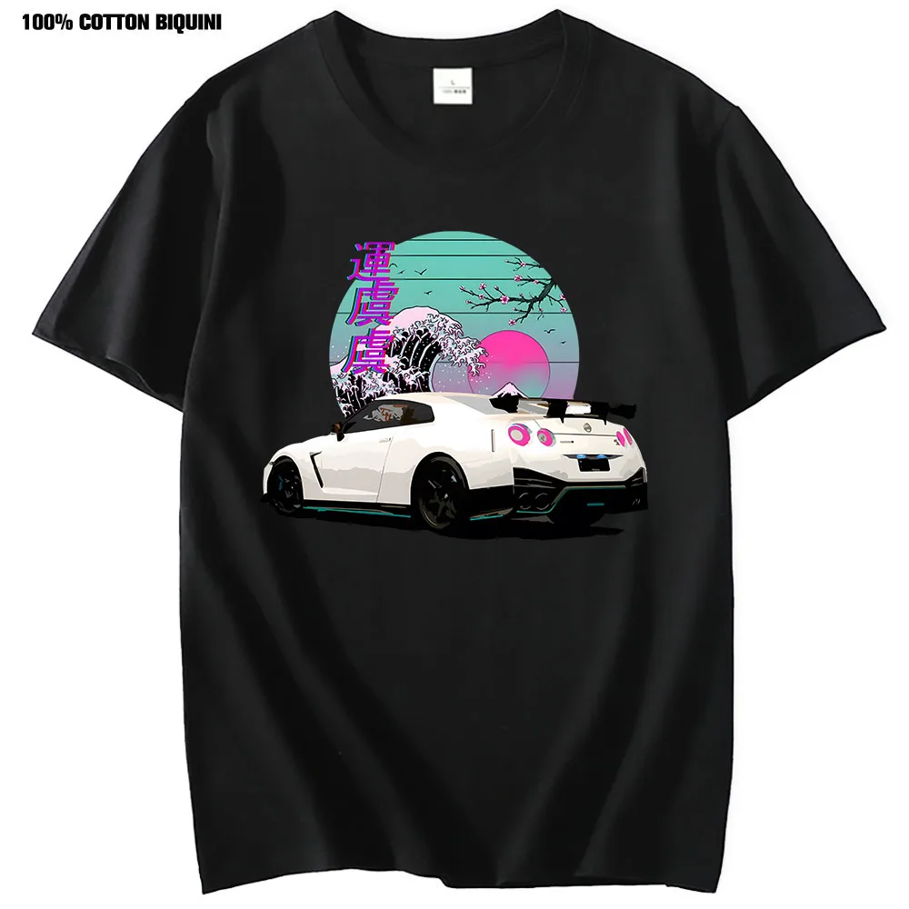 Anime Initial D T Shirt for R35 Skyline GTR Vaporwave JDM Legend Car Print Shirt Men Short Sleeve 100% Cotton Graphic T Shirts