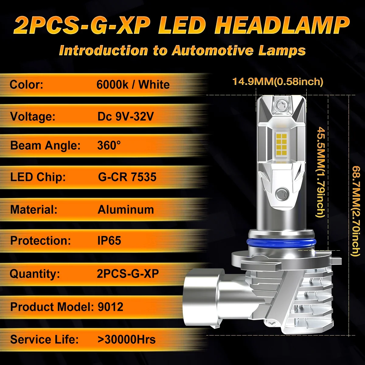 Katur 2Pcs 9012 HIR2 LED Headlight Bulbs Fanless LED Light Canbus 16000lm High Lumen Plug and Play For Cadillac ATS 2013~2017