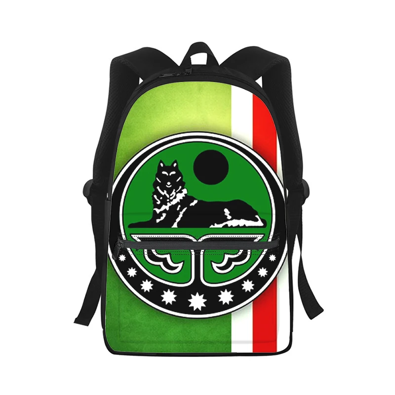 Bandeira República da Chechya Mochila para Homens e Mulheres, 3D Print, Bolsa de Escola Estudante, Bolsa para Laptop, Bolsa de Ombro, Crianças, Moda