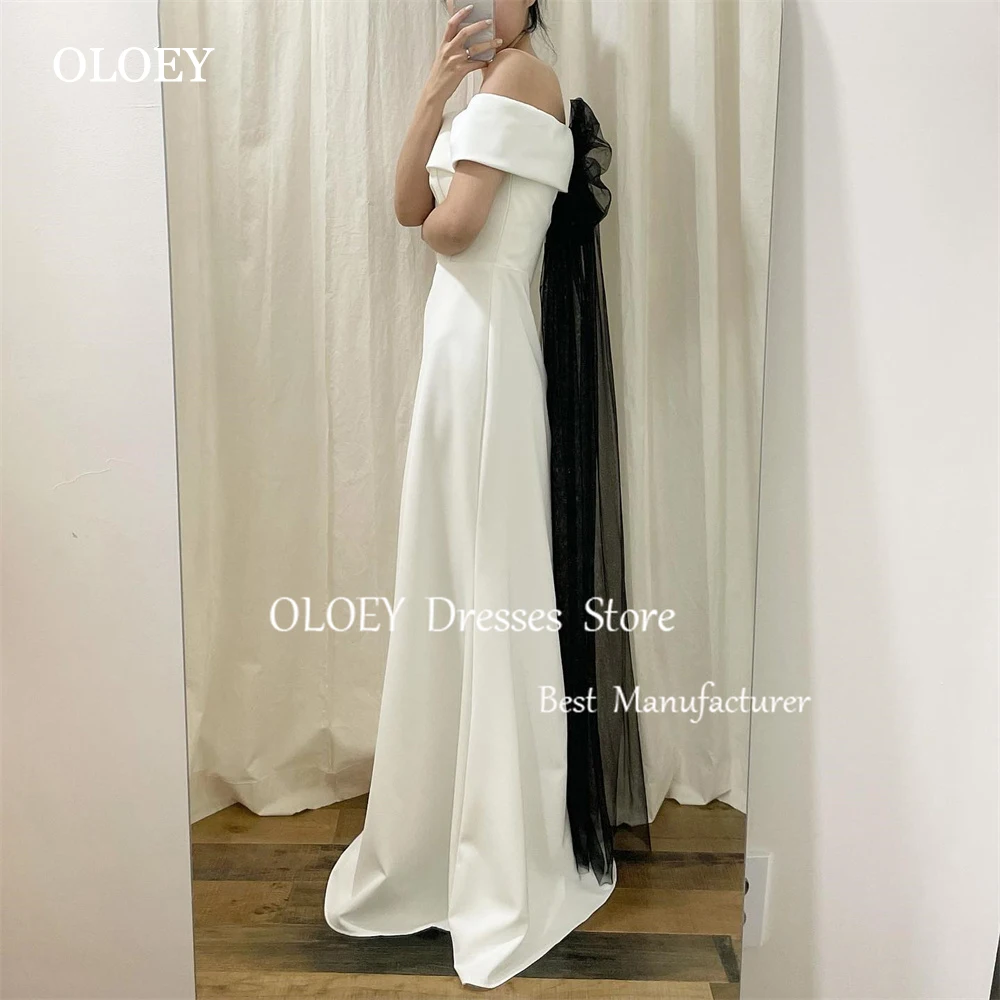 

OLOEY Simple Ivory Mermaid Wedding Dresses Korea Photoshoot Off Shoulder Bridal Gowns Pleats Satin Floor Length Customized