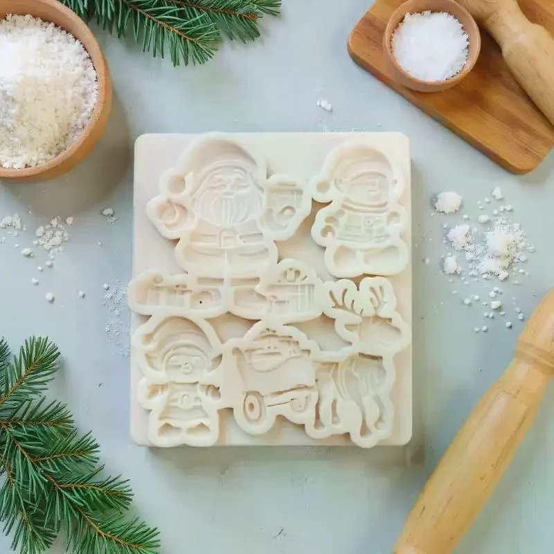 Reindeer Santa Claus Sleigh Elf Christmas Silicone Sugarcraft Mold Cupcake Baking Mould Fondant Cake Decorating Tools