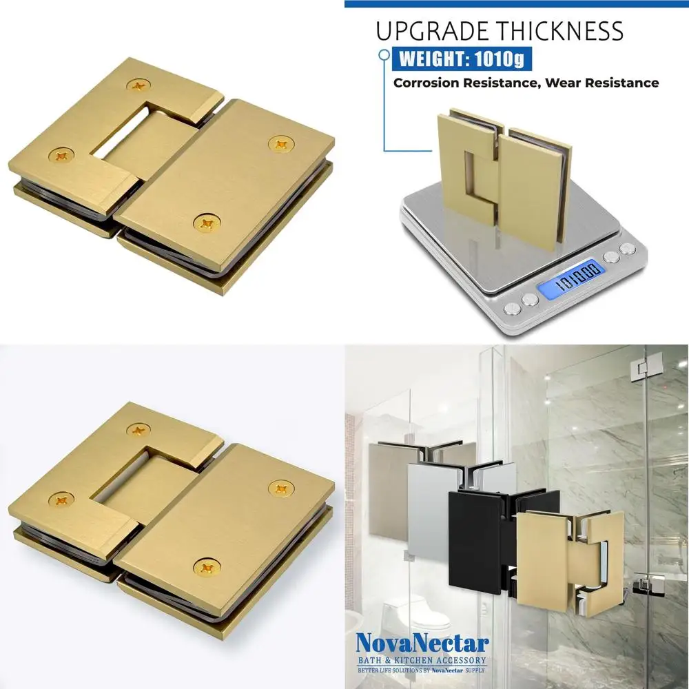 

Усиленные короткие петли с задней пластиной для стеклянных дверей из латуни, замена фурнитуры для душевых дверей, подходят для закаленного стекла толщиной от 5/16 до 1/2 дюйма