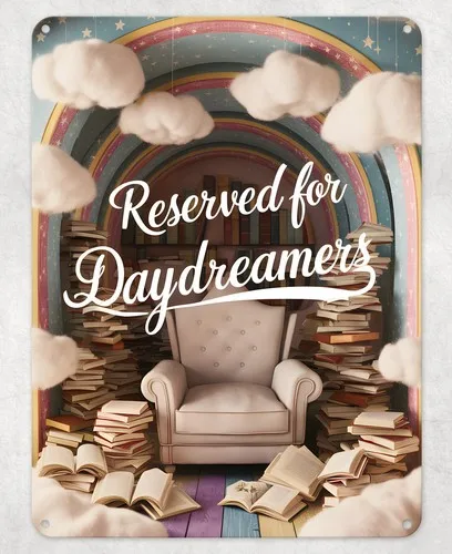 Reserved for Daydreamers Books Reading Metal Poster Wall Sign Man Cave Shed Home --Tin Sign