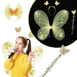 Butterfly Fairy Wings and Wand Princess Hair Hoop Set Girls Fancy Dress Dressing Up Ladies Party Decor