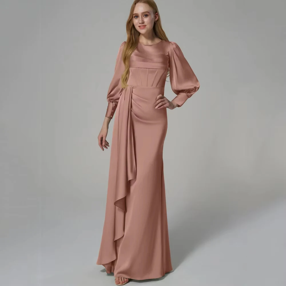 Customized Bridal Dress Elegant Simple Sheath Chiffon Wedding Party Gowns Bride Lantern Sleeve Formal Wedding Party Dresses