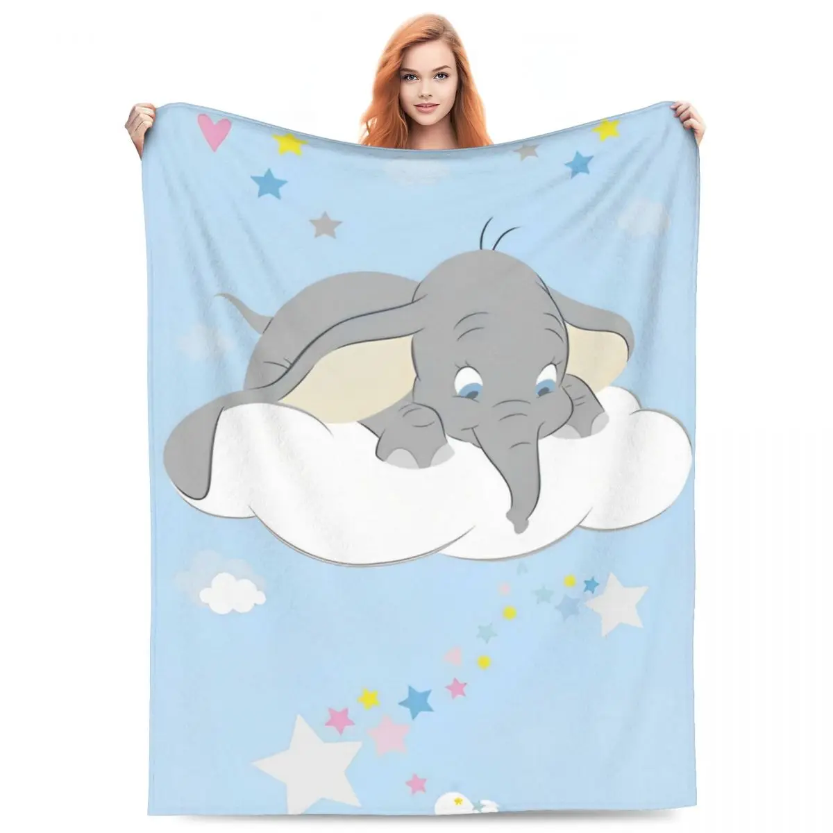 Fantasy Drama Dumbo Blanket Cartoon Flannel Novelty Warm Throw Blankets for Bed Sofa Autumn/Winter