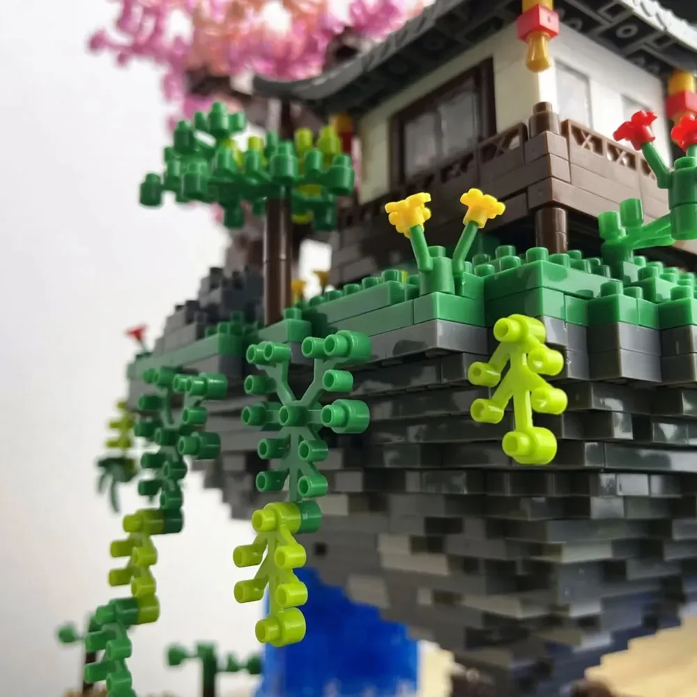 สถาปัตยกรรมจีน Peach Blossom Pool Air Tree House Building Blocks สวนซูโจว DIY Assembly อิฐของเล่นเด็กของขวัญ