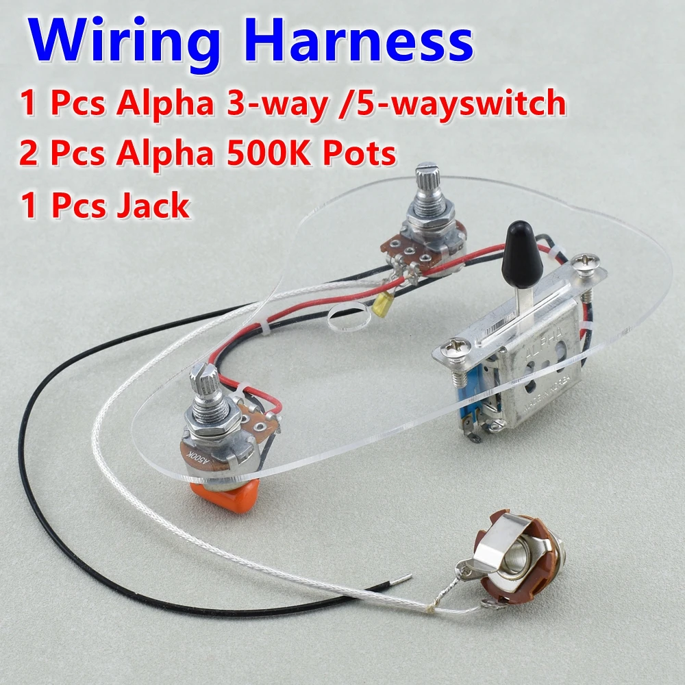 1 Set  G.F  Electric Guitar  HH /HSH  Wiring Harness  (   2x 500K Pots  +  3-Way/5-Way Switch  + Jack  )