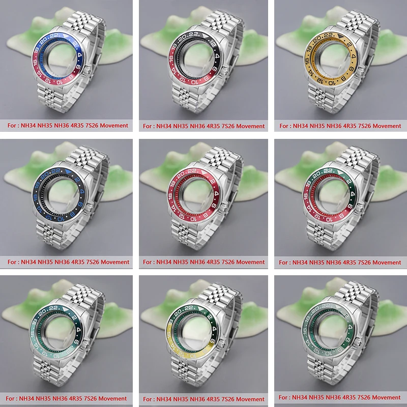 SKX007 SRPD Case And Strap Set Compatible With NH35 Case NH34 NH35 NH36 4R35 7S26 Sapphire Crystal Glass Transparent Back Cover