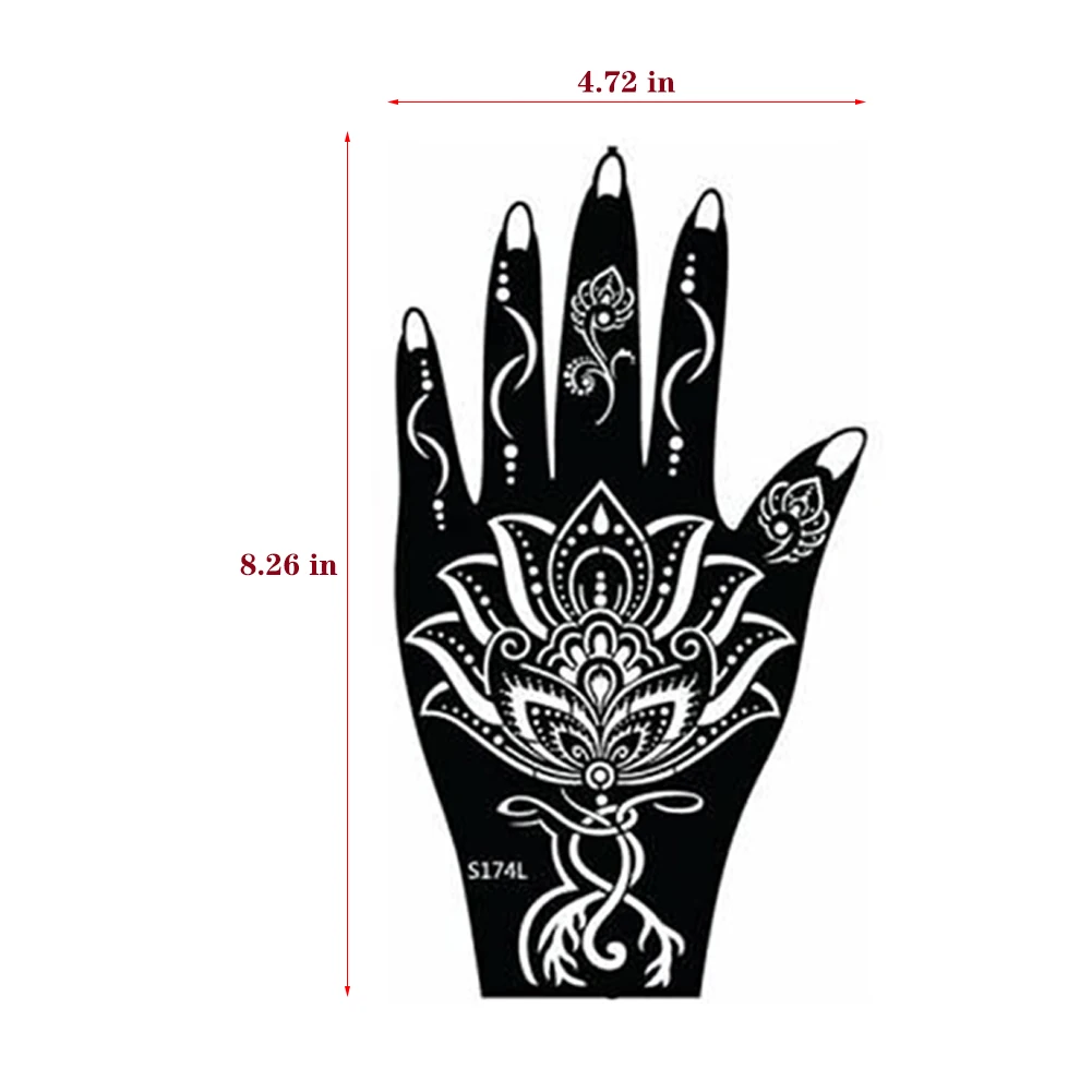 1 Pair Fashion Out Henna Stencil Temporary Hand Tattoos DIY Body Art Sticker Beauty Hand Decal Wedding Painting Makeup Tool