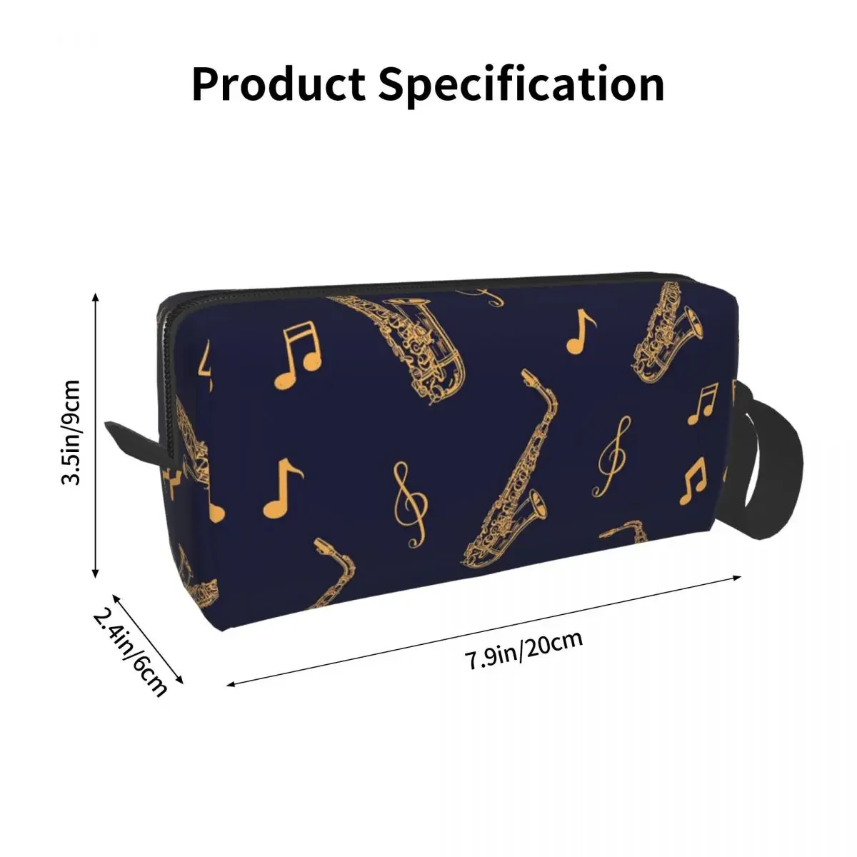 Musical Saxophone Makeup Bag Cosmetic Organizer Storage Dopp Kit Toiletry Cosmetic Bag for Women Beauty Travel Pencil Case