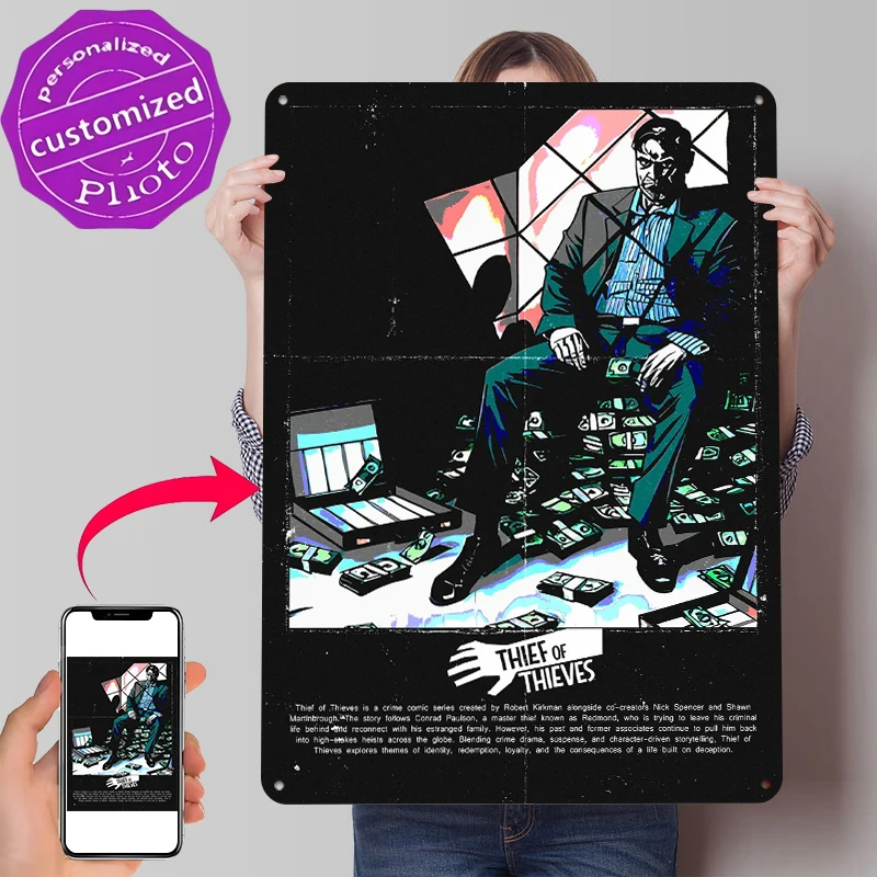 Thief of Thieves Comic Art Tinplate Poster Customized Wall Art Retro Vintage Metal Signs for Fans Gaming Room Decoration Cozy