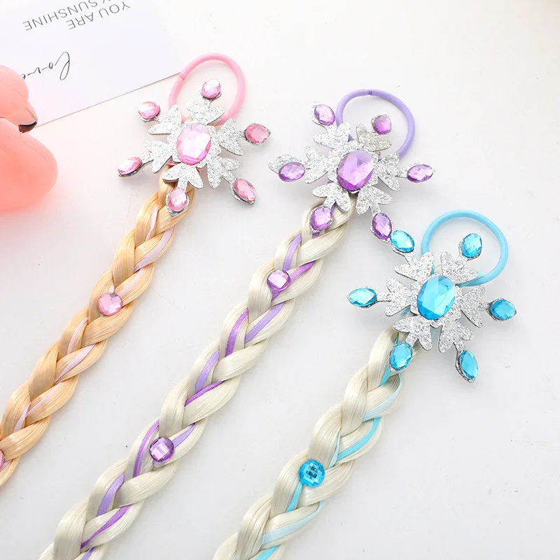 Kids Cosplay Wigs Long Braid Princess Elsa Long Braids Girls Cos Silver Hair Princess Snowflake Flakes Hair Hair Accessories