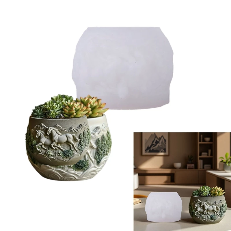  Silicone Horse Planter Craft Molds Suitable for Resin Jewelry Concrete Cement Crafting and Home Decorating Projects