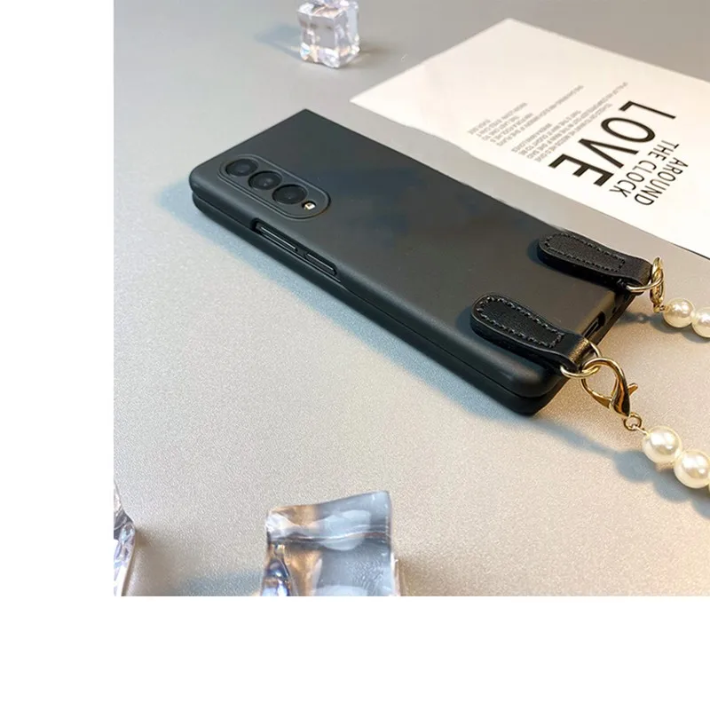 Stylish Pearl Crossbody Chain Phone Case For Samsung Galaxy Z Fold 7 ZFold 3 2 ZFold 4 ZFold 5 6 W25 Protective Cover Funda Capa