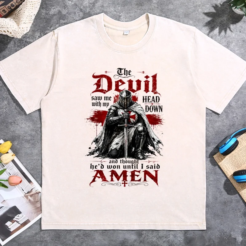 Christian Knight T-Shirt Men Women Medieval Faith Graphic T Shirts Cotton Short Sleeve Round Neck Printed Tshirts Streetwear