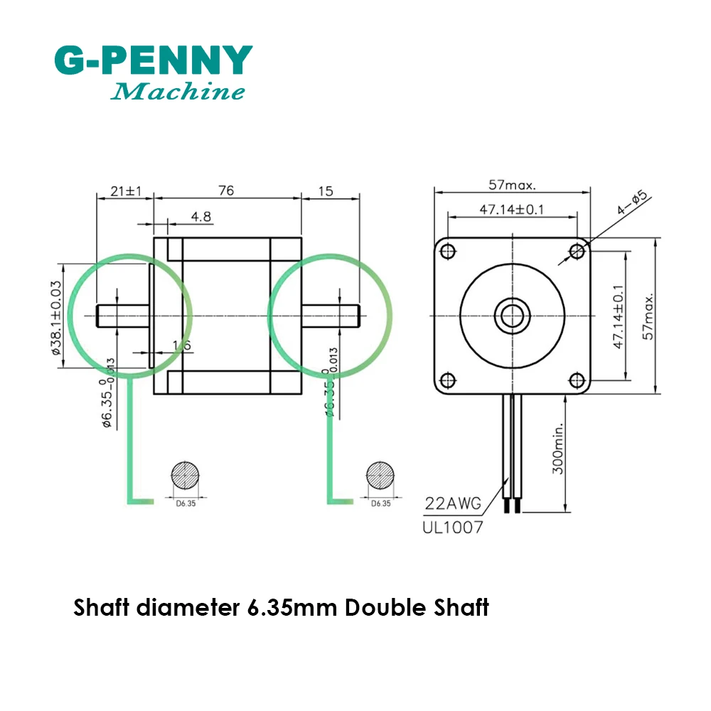 NEMA 23 CNC stepper motor 57x76mm double shaft 6.35/8mm 1.89N.m nema 23 stepp motor 270Oz-in 3A for cnc machine and 3D printer