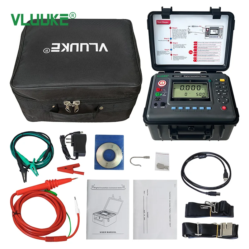 VLUUKE KD2677 15KV Digital Insulation Resistance Tester HV Megohmmeter for Cable Transformer Motor