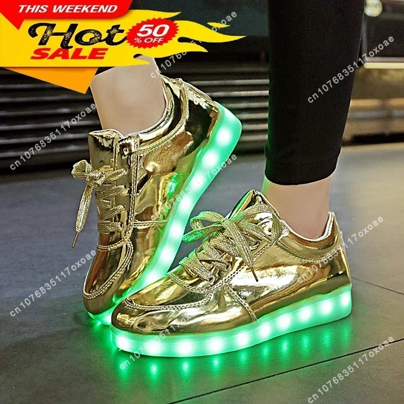 Trump Schuhe Homme Leuchtende Turnschuhe Jungen Mädchen Chaussures Lumineuse 11 Farben Gold Led Leuchtende Casual Sneaker Unisex 30-44