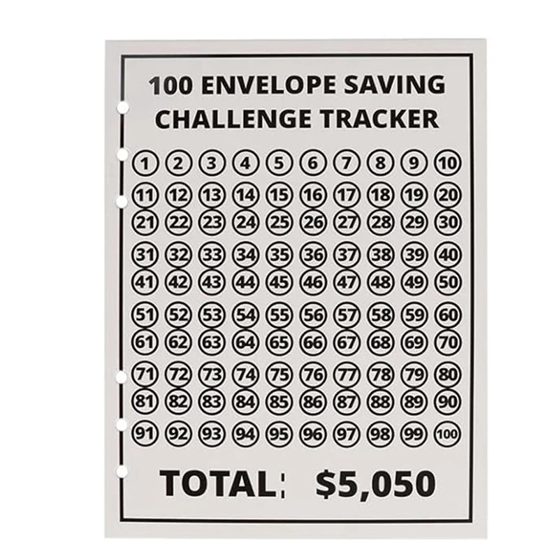 1Set 100 Envelope Challenge Binder Savings Challenges Budget Book Binder +Cash Envelope