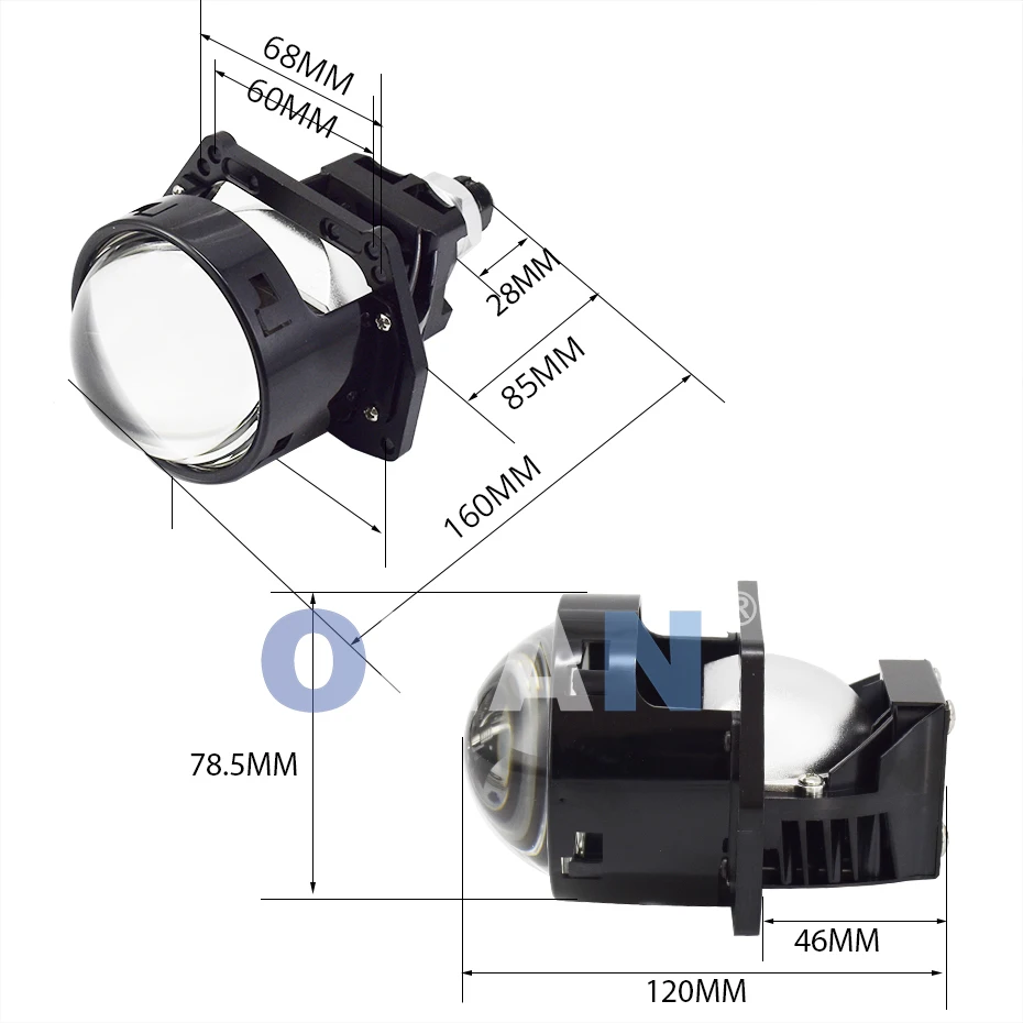 Ronan 58W 3inch Bi LED Lenses Dual Reflector 12V for Hella 3R G5 Retrofit H1 H4 H7 9005/9006 Car Accessory Headlight Upgrade