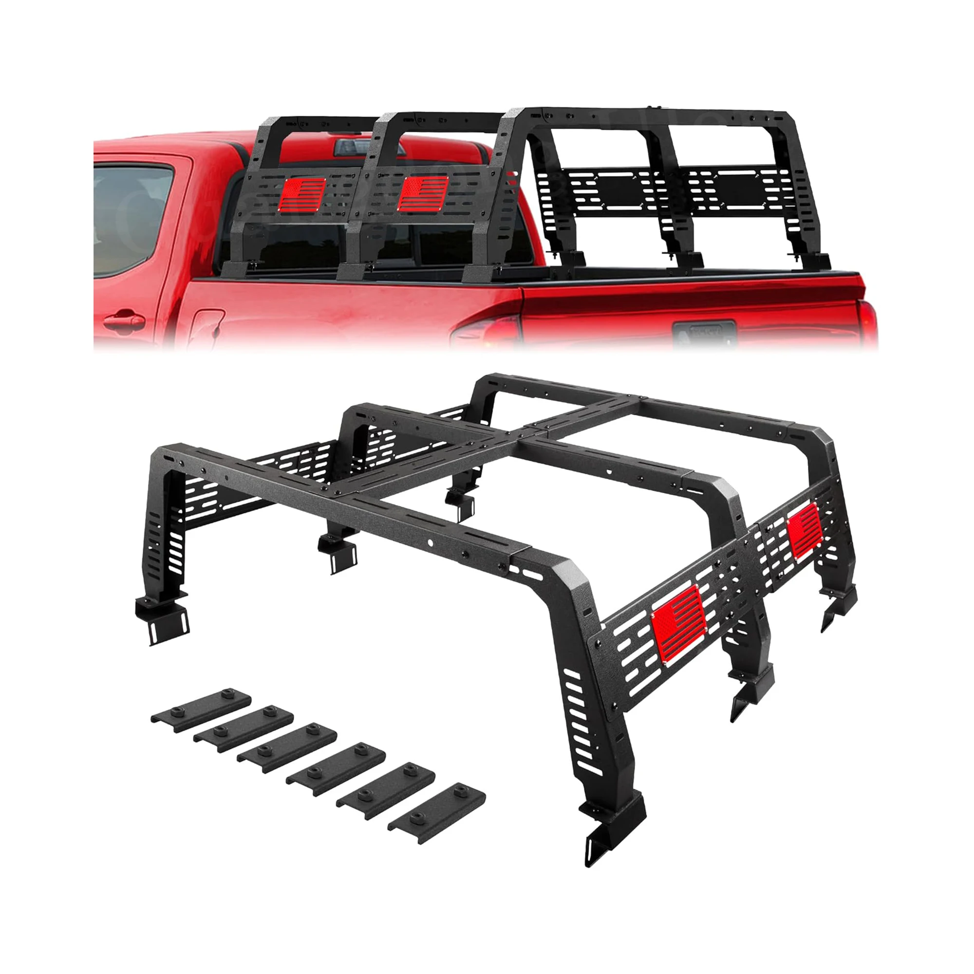 

Most Popular 4x4 Pickup Car Exterior Accessories Universal Steel Bed Rack Roll Bar for Most Pickup Trucks Bed Rack Without Rails