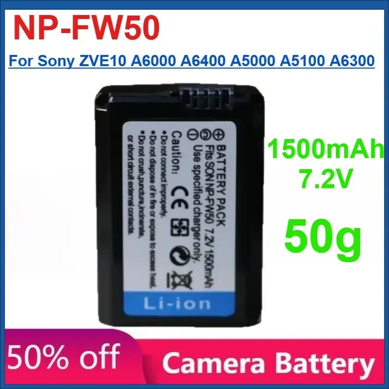 

2000mAh NP-FW50 Camera Battery for Sony ZVE10 A6000 A6400 A5000 A5100 A6300 Compatible With NEX-7 NEX-5N NEX-F3SLT-A37 NEX5R