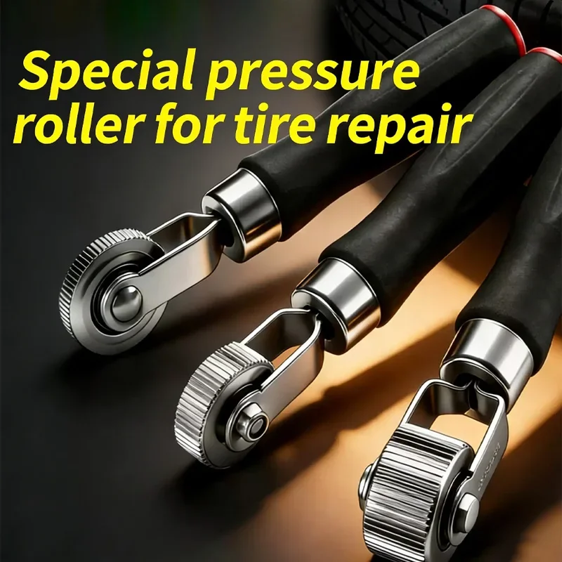 Kit de Reparo de Pneus para Carros e Motos com Rolo de Aplicação e Cabo de Madeira - Ferramenta para Reparo de Pneus