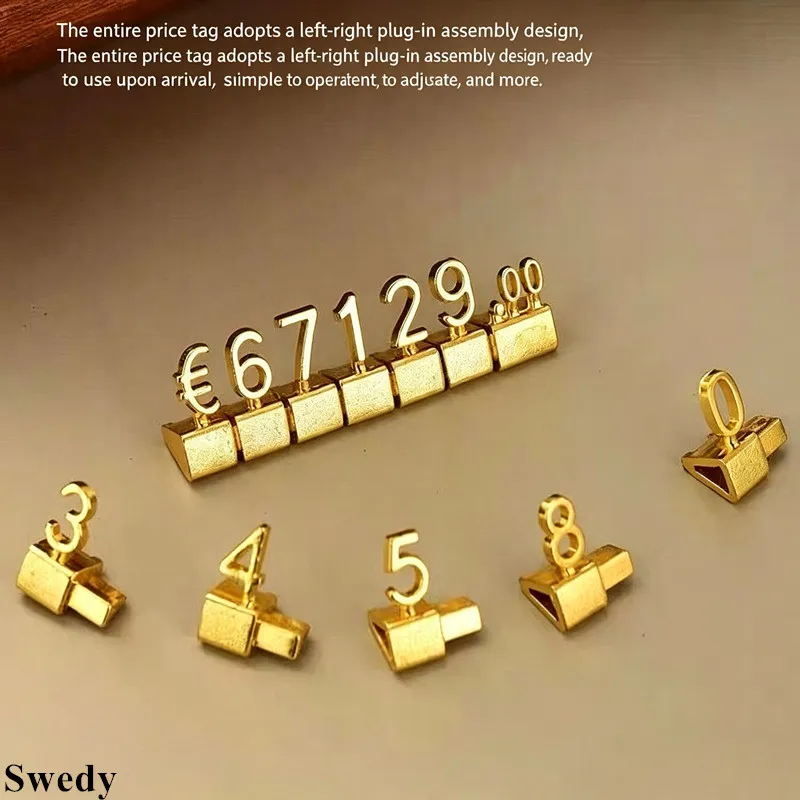 10 Strips Metal Dollar Euro Price Cube Tags Adjustable Number Jewelry Watch Ring Price Label Sign Holder Display Stand