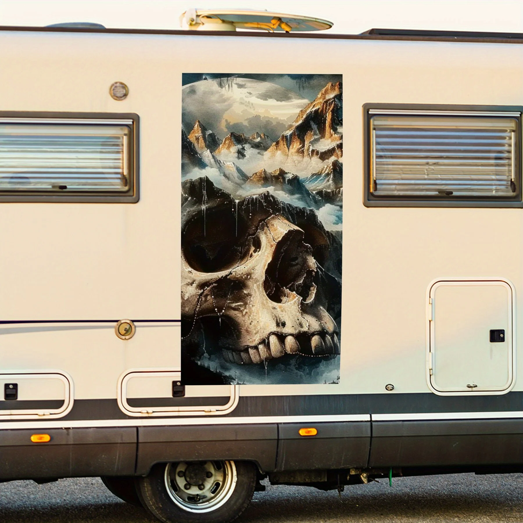 

Череп с горой внутри Dark ArtCar наклейка, виниловая наклейка на сторону дома на моторики, водонепроницаемая самоклеящаяся виниловая наклейка