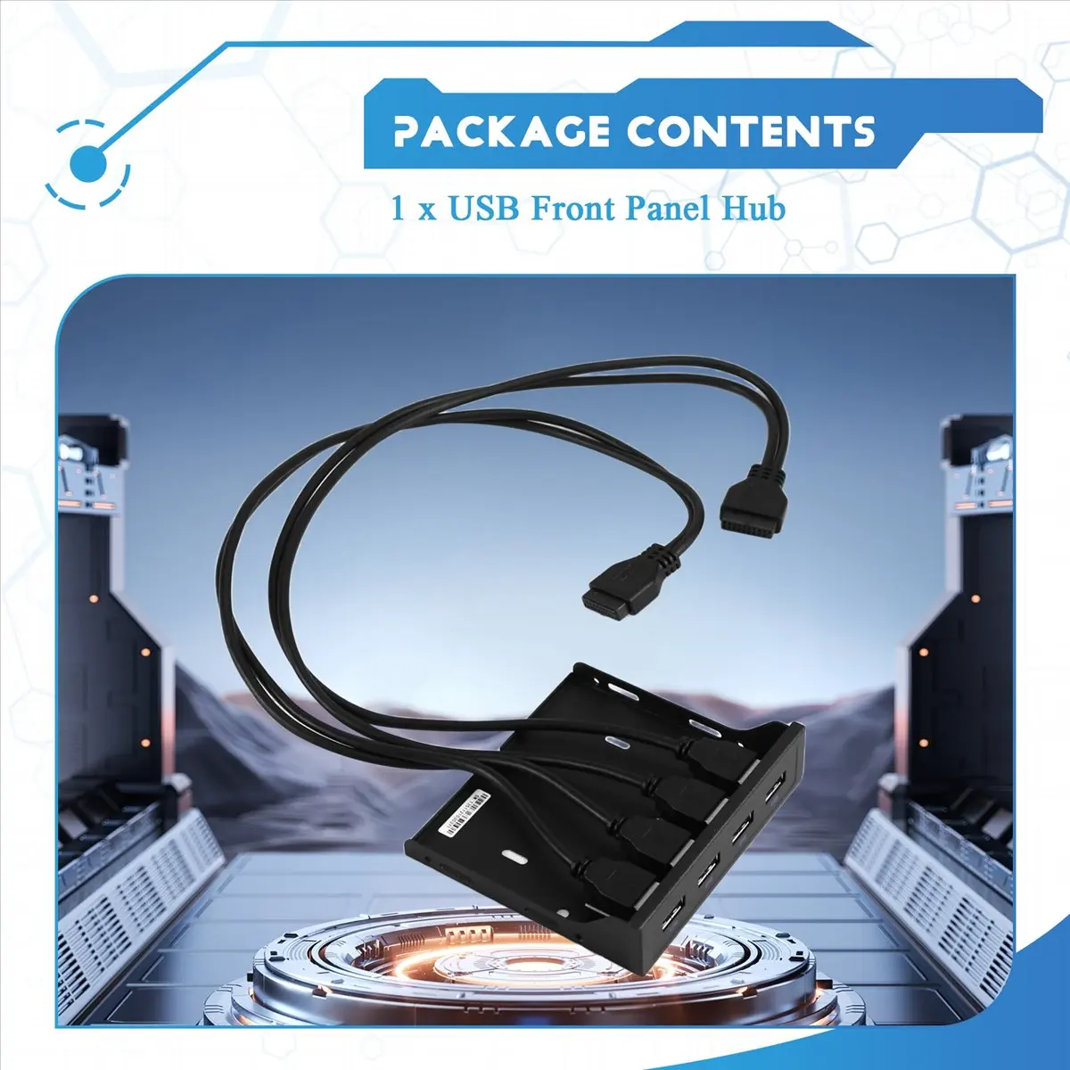 A46U USB 3.0 4Port Front Panel USB3.0 3.5 Inch Floppy Front Panel Internal Bracket Adapter for Desktop 3.5 Inch Floppy Bay
