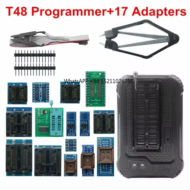 With 17Adapters Original T48 [TL866-3G] Programmer TL866II Plus Replacement T48 NAND Flash AVR PIC Bios USB Programmer